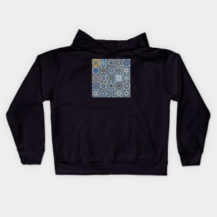 Blue Gold Snowflake Stars Kids Hoodie